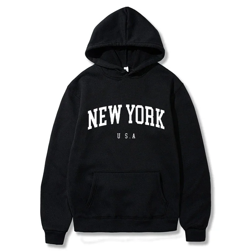 Winter Clothing In New York City - Męska bluza z kapturem na jesień-zimę