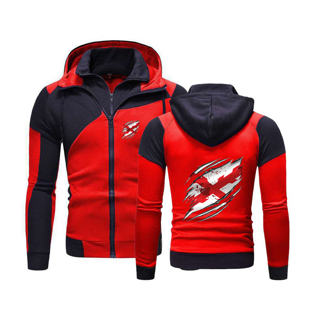 Winter Clothing In Spanish - Męski płaszcz bordowy z kapturem, hiszpański