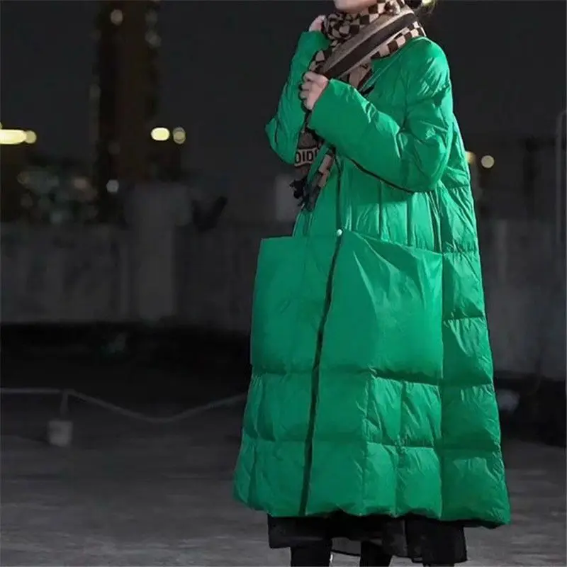 Winter Clothing Brands - Oversize długa kurtka puchowa duże kieszenie