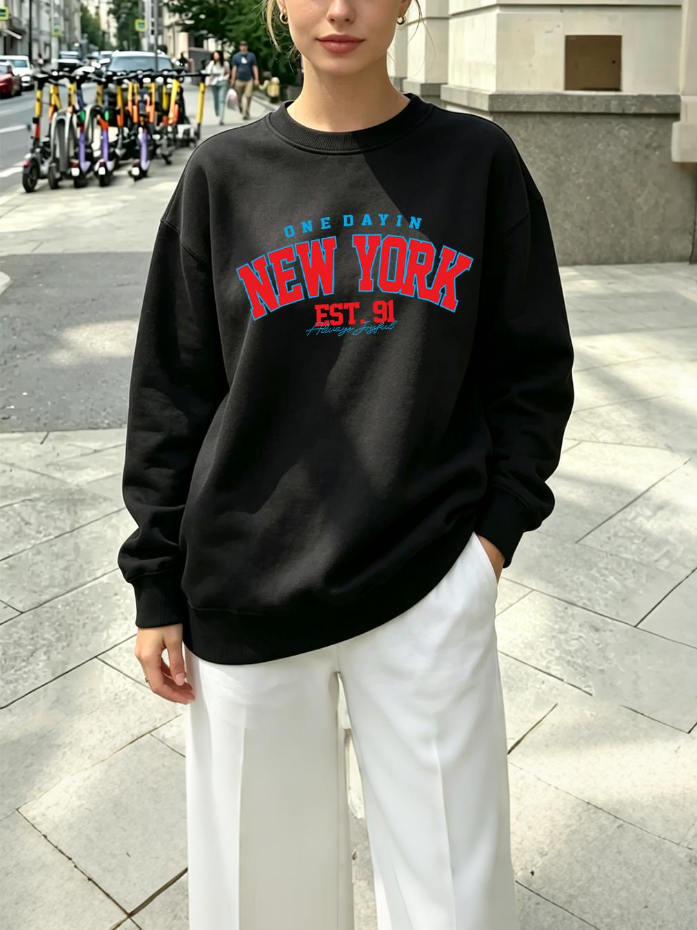 Winter Clothing In New York City - Damska bluza z nadrukiem New York